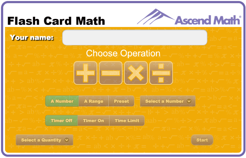 The Ascend Math Flash Card Math Program. 